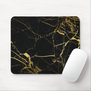 Luxe Black och Guld Marble Struktur Musmatta