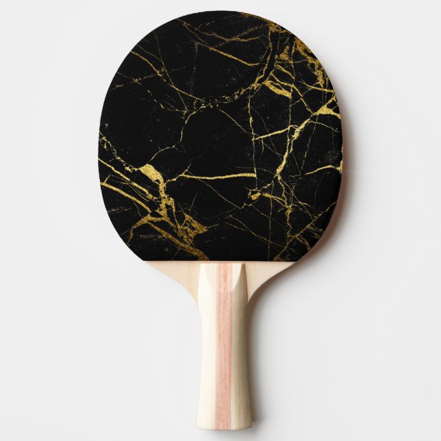Luxe Black och Guld Marble Struktur Pingisracket (Framsidan)