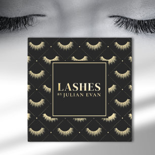 Luxe Black och Guld Öga lash Fyrkantigt Visitkort