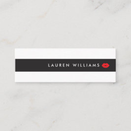 Luxe Black/White Rand Red Läppar Makeup Artist Mini Visitkort