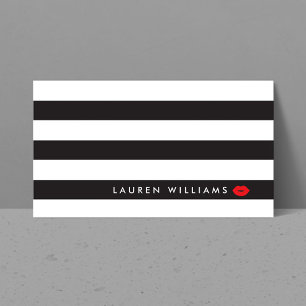 Luxe Black/White Rand Red Läppar Makeup Artist Visitkort
