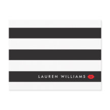 Luxe Black/White Rand Red Läppar Makeup Artist