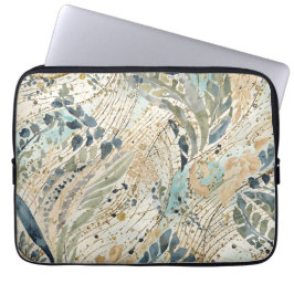 Luxe bladsmönster i guld, salvia, beige färg laptop fodral