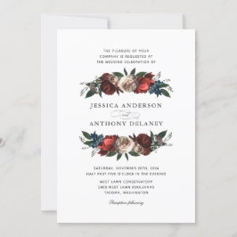 Luxe Blommigt accents Monogram bröllopsinbjudan Inbjudningar