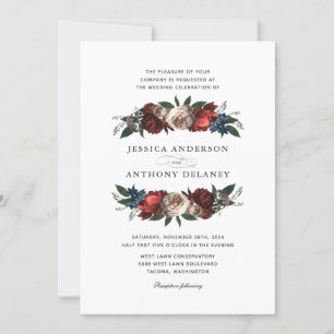Luxe Blommigt accents Monogram bröllopsinbjudan Inbjudningar
