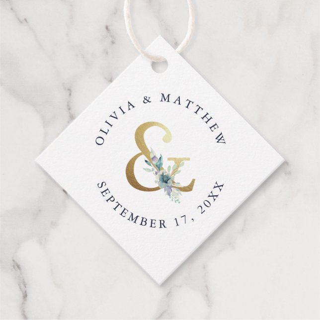 Luxe Blommigt Ampersand Bröllop Tack Gåvor Etiketter (Framsida)