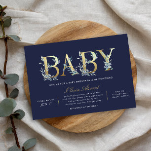 Luxe Blommigt Baby Shower by Mail Inbjudningar