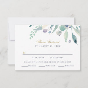 Luxe Blommigt Bröllop OSA Card med val av måltid Kort