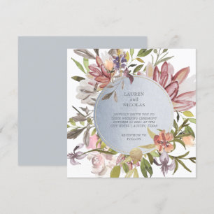 Luxe Blommigt Elegant Watercolor Bröllop Inbjudningar