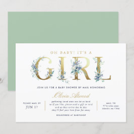 Luxe Blommigt Girl Baby Shower by Mail Inbjudningar