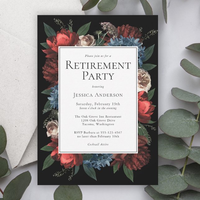 Luxe-Blommigten vid den svarta Eleganten Pension P Inbjudningar (Skapare uppladdad)