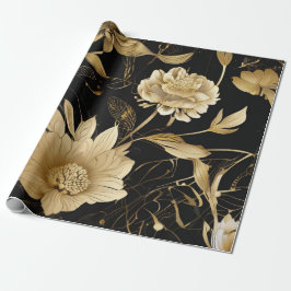 Luxe Blooms: Black & Guld Elegance Presentpapper
