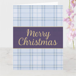 Luxe Blue Plaid “Merry Christmas Kort
