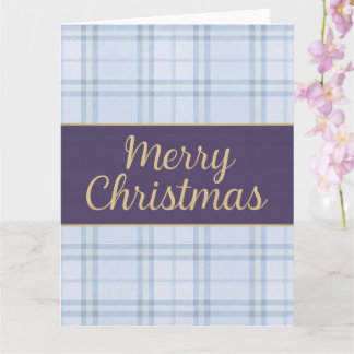 Luxe Blue Plaid “Merry Christmas Kort