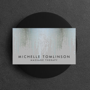 Luxe Blue Silver Confetti Rain Mönster Visitkort