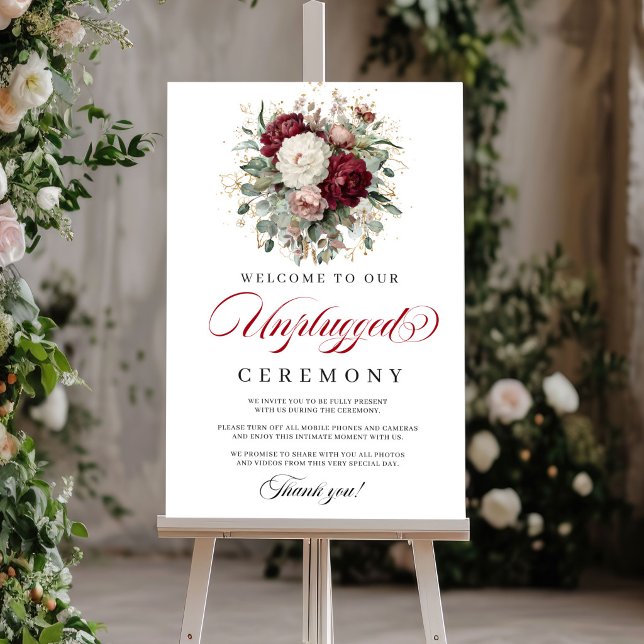 Luxe Blush Burgundy Avstängd Ceremoni Affisch (Luxe Blush Burgundy Unplugged Ceremony Poster)
