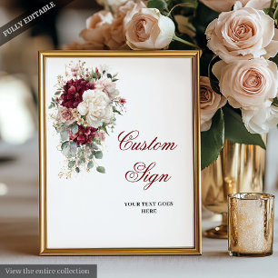 Luxe Boho Burgundy White Bröllop Anpassningsbar Po Poster