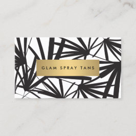 Luxe Bold Black and White Handflatan Lövs Spray Ta Visitkort