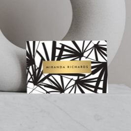Luxe Bold Black and White Handflatan Lövs Visitkort