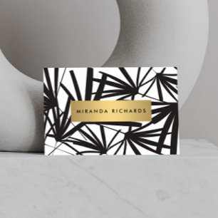 Luxe Bold Black and White Handflatan Lövs Visitkort