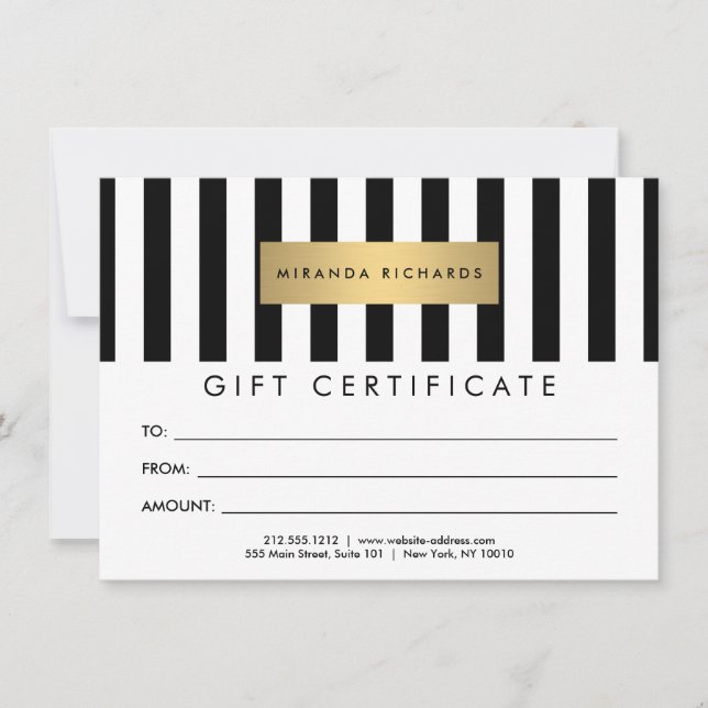 Luxe Bold Black and White Rand Gift Certificate (Framsida)
