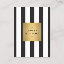 Luxe Bold Black and White Rand Guld Box Large Visitkort