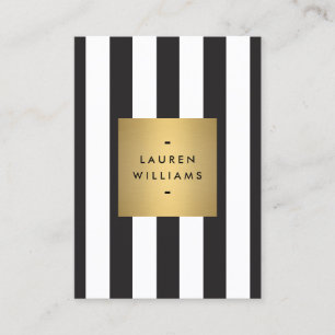 Luxe Bold Black and White Rand Guld Box Large Visitkort