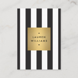 Luxe Bold Black and White Rand Guld Box Large Visitkort