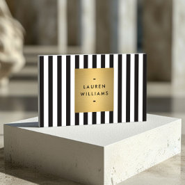 Luxe Bold Black and White Rand med Guld Box II Visitkort