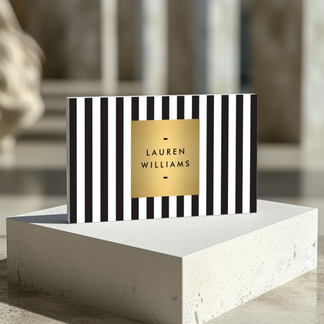 Luxe Bold Black and White Rand med Guld Box II Visitkort (Skapare uppladdad)