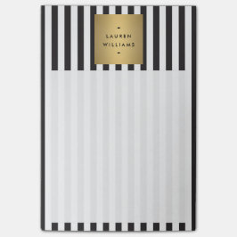 Luxe Bold Black and White Rand med Guld Box Post-it Block