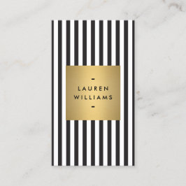 Luxe Bold Black and White Rand med Guld Box Visitkort