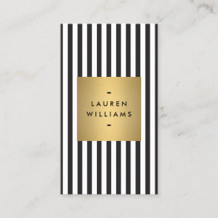 Luxe Bold Black and White Rand med Guld Box Visitkort