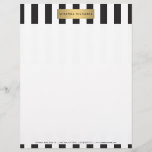 Luxe Bold Black and White Rand med Guld Pub Brevhuvud