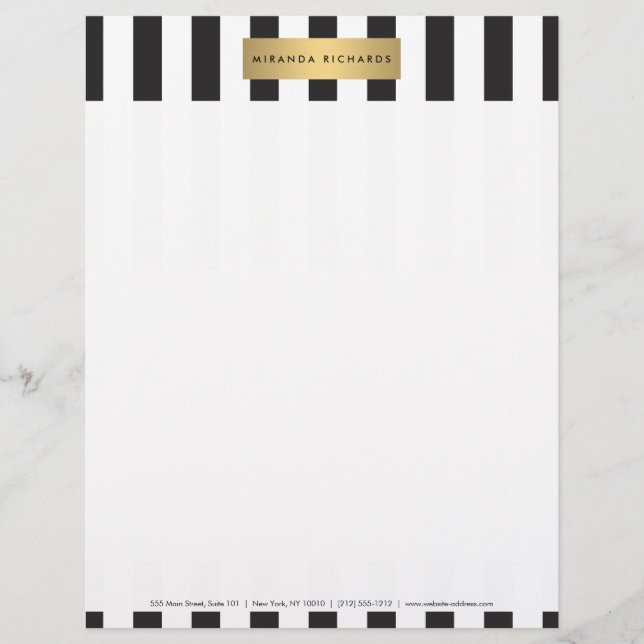 Luxe Bold Black and White Rand med Guld Pub Brevhuvud (Framsida)