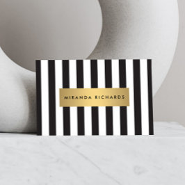 Luxe Bold Black and White Rand med Guld Pub Visitkort