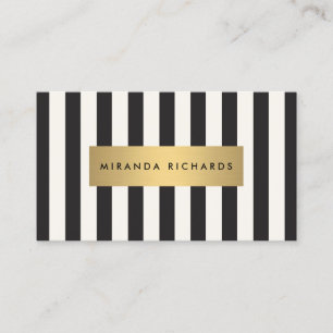 Luxe Bold Black och Ivory Rand med Guld Pub Visitkort