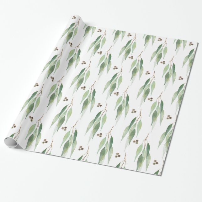 LUXE BOTANICAL EUCALYPTUS WHITE WRAPPP PAPPER PRESENTPAPPER (Utrullad)