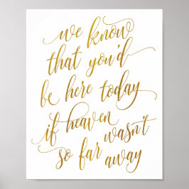 Luxe Calligraphy in Memory Sign (Faux Foil) Poster