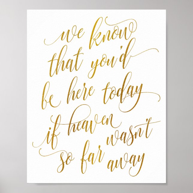 Luxe Calligraphy in Memory Sign (Faux Foil) Poster (Framsidan)