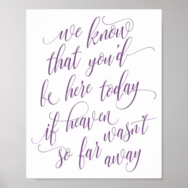 Luxe Calligraphy in Memory Sign (plum) Poster (Framsidan)