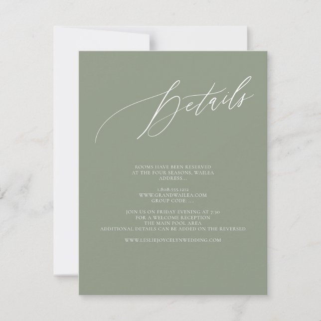 Luxe Calligraphy-information om ArtsApp Elegant Sa OSA Kort (Framsida)