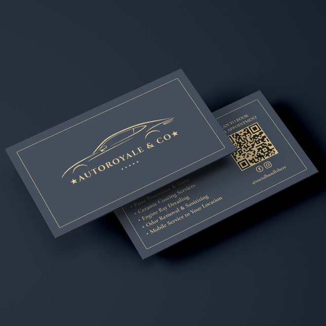 Luxe Car Wash Auto Detailing Mörkblå Visitkort (Luxe Car Wash Auto Detailing Dark Blue Business Card
)