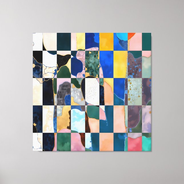 Luxe Checkerboard Curtain Canvastryck (Framsida)