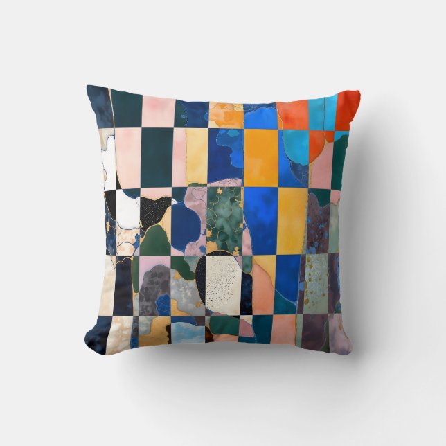 Luxe Checkerboard Curtain Kudde (Framsida)