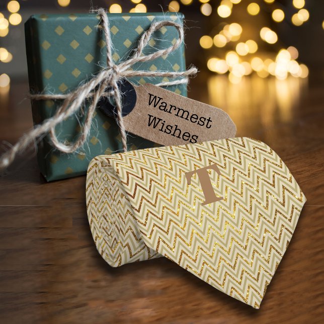 Luxe Chevron Glitter Guld Black personalize Namn Slips (Skapare uppladdad)