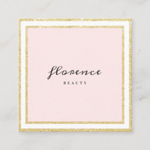 Luxe chic guld glitter ram rosa och vit fyrkantigt visitkort