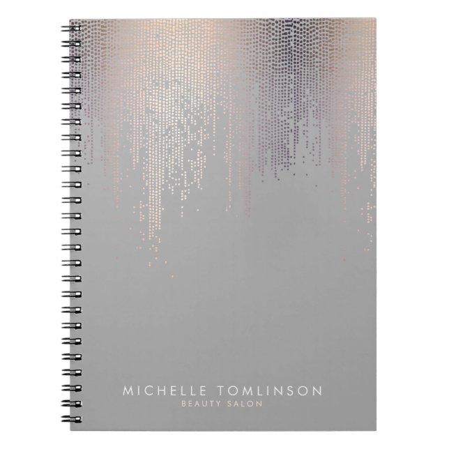 Luxe  Confetti Rain Mönster Grått Anteckningsbok (Framsidan)