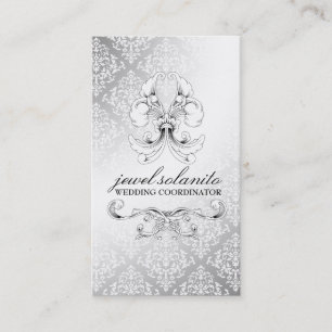 Luxe damast för elegans 311-Silver Visitkort