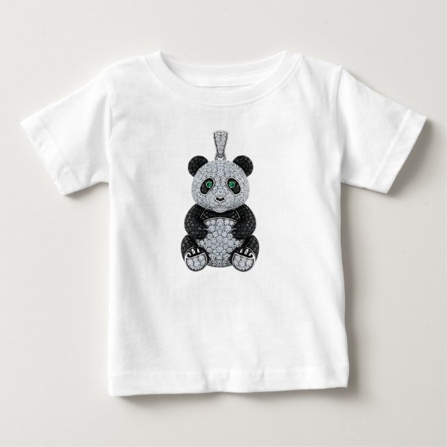 Luxe diamantpanda hänge i platina t shirt (Framsida)